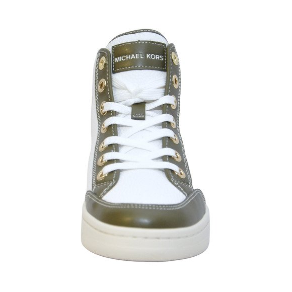 Michael Kors Shea Mid High Top Two-Tone Faux Leather Sneaker Olive/Green $225Nib - Picture 4 of 7